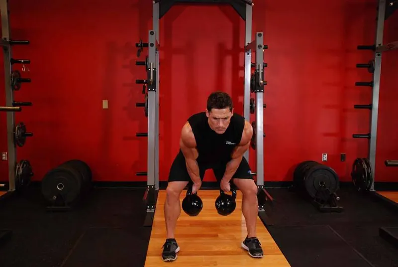 Two-Arm Kettlebell Clean: starting position