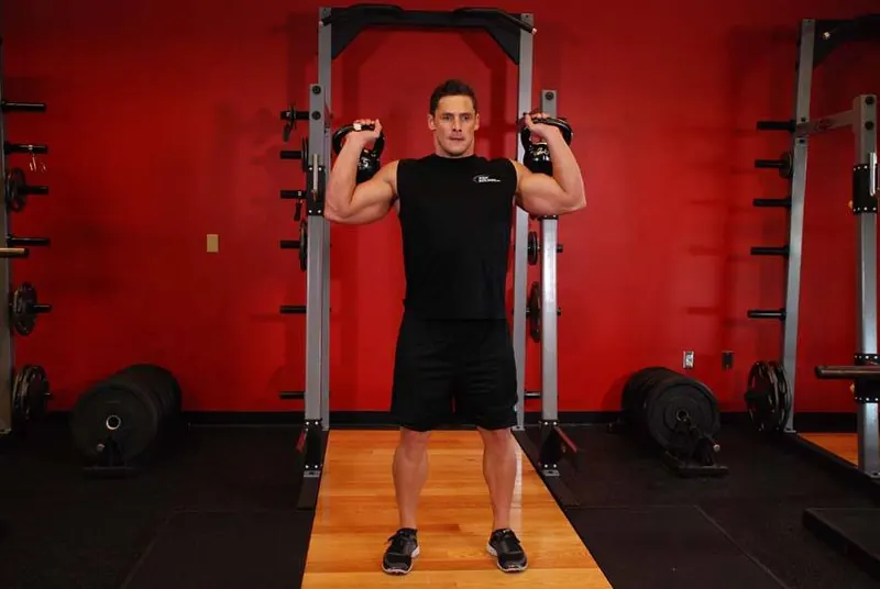 Two-Arm Kettlebell Military Press: starting position