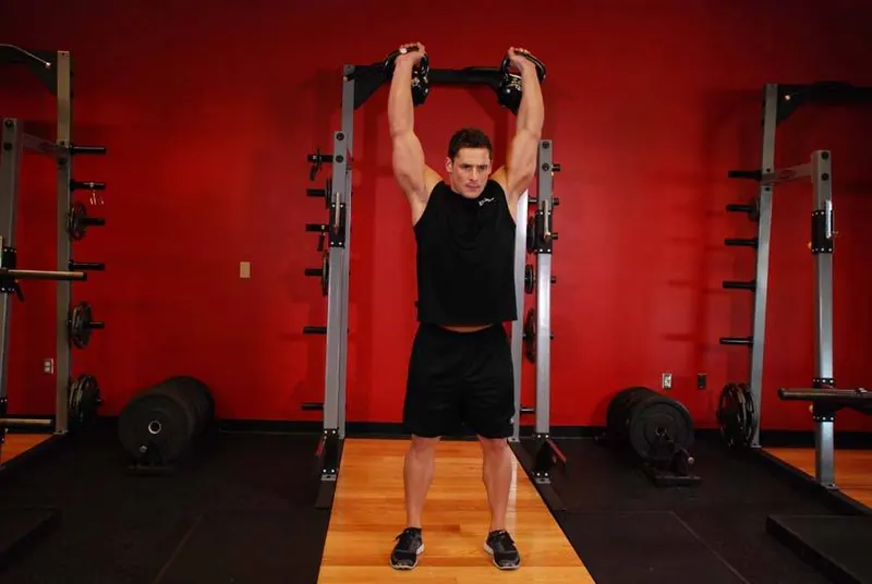 Two-Arm Kettlebell Military Press: end position