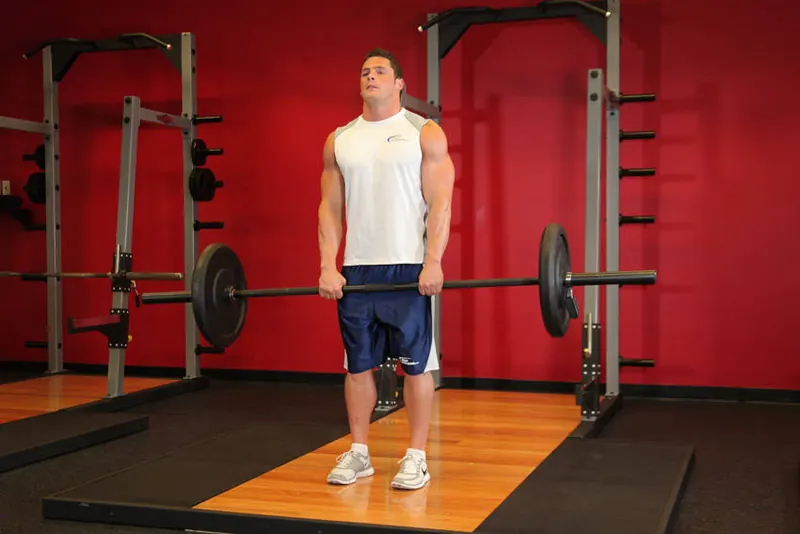 Upright Barbell Row: end position