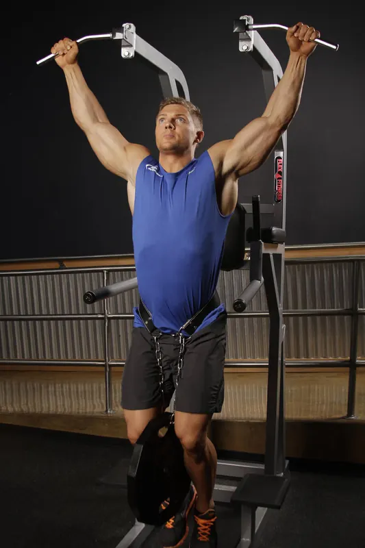 Weighted Pull Ups: starting position