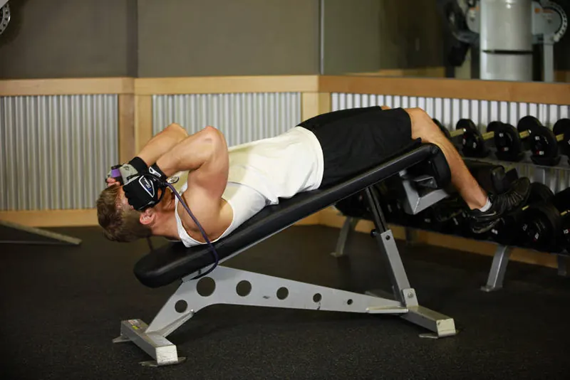 Weighted Sit-Ups - With Bands: starting position