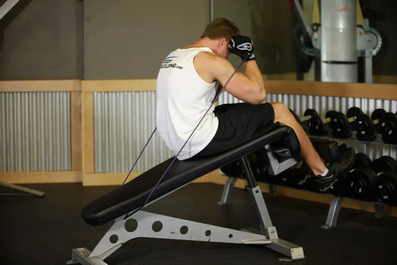 Weighted Sit-Ups - With Bands: end position