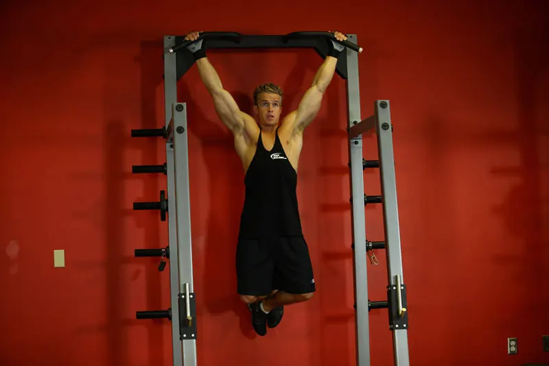 Wide-Grip Rear Pull-Up: end position