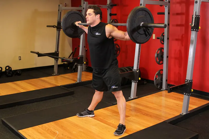 Wide Stance Barbell Squat: starting position
